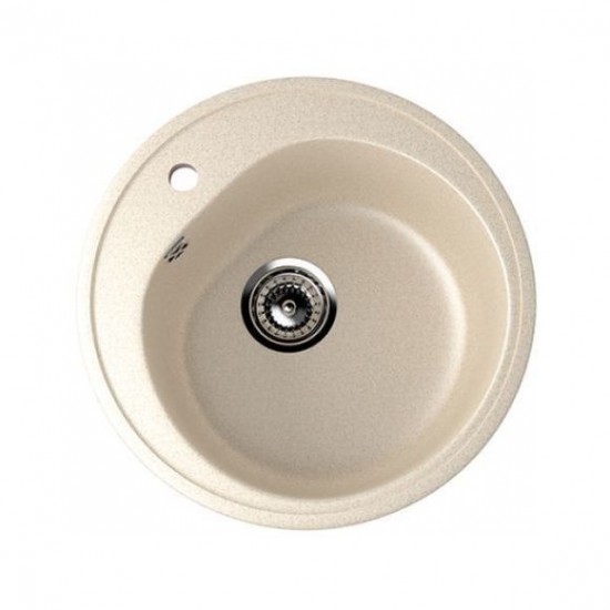 Set Baterie FLEKO FZXC MB203 + Chiuveta rotunda Compozit Bucatarie Ulgran U-101-328 + Silicon etansare, Bej, Sistem scurgere Complet inclus