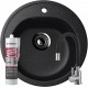 Set Chiuveta rotunda Compozit Bucatarie Ulgran U-101-308, Negru, Sifon Complet inclus + Silicon etansare + Baterie Fleko flexibila, cauciucata, Negru Set Chiuveta rotunda Compozit Bucatarie Ulgran U-101-308, Negru, Sifon Complet inclus + Silicon etansare + Baterie Fleko flexibila, cauciucata, Negru