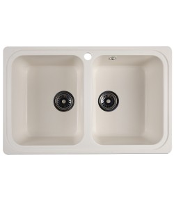  Chiuveta compozit dreptunghiulara alba 2 cuve 775x495mm