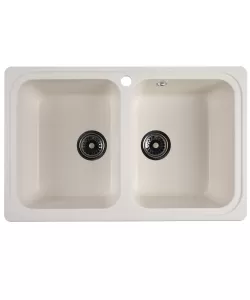 Chiuveta compozit dreptunghiulara alba 2 cuve 775x495mm  Chiuveta compozit dreptunghiulara alba 2 cuve 775x495mm