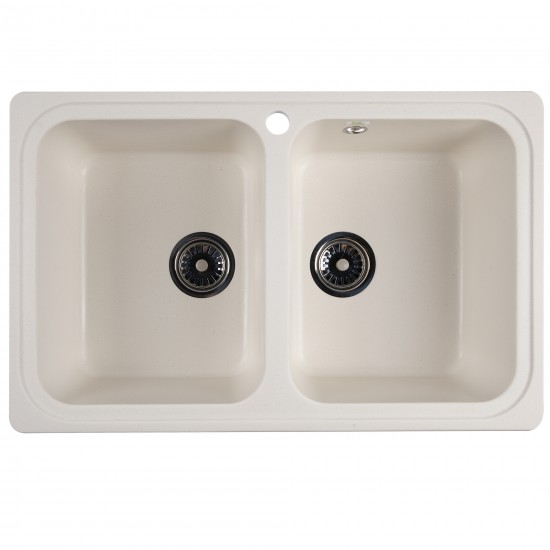Chiuveta compozit dreptunghiulara alba 2 cuve 775x495mm