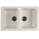 Chiuveta compozit dreptunghiulara alba 2 cuve 775x495mm