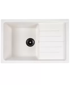 Chiuveta compozit dreptunghiulara alba cu picurator 750x495mm