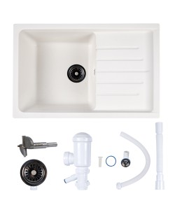 Chiuveta compozit dreptunghiulara alba cu picurator 750x495mm