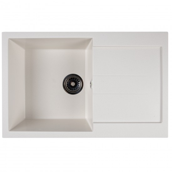 Chiuveta compozit dreptunghiulara alba cu picurator 770x495mm