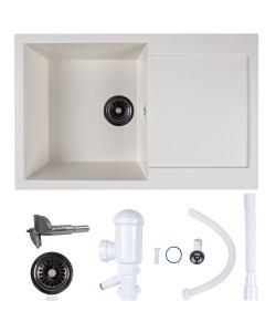  Chiuveta compozit dreptunghiulara alba cu picurator 770x495mm