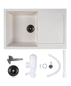  Chiuveta compozit dreptunghiulara alba cu picurator 770x495mm