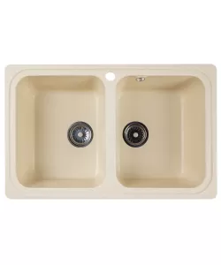Chiuveta compozit dreptunghiulara bej 2 cuve 775x495mm  Chiuveta compozit dreptunghiulara bej 2 cuve 775x495mm