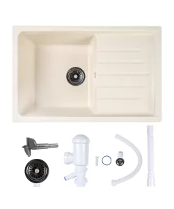  Chiuveta compozit dreptunghiulara bej cu picurator 750x495mm