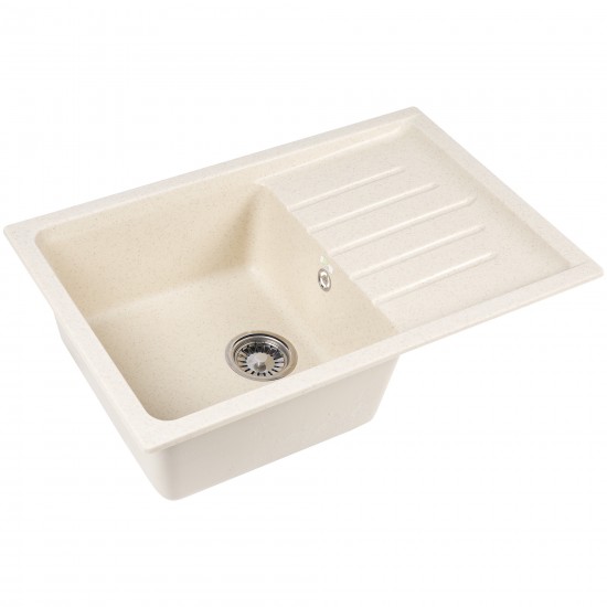 Chiuveta compozit dreptunghiulara bej cu picurator 750x495mm Chiuveta compozit dreptunghiulara bej cu picurator 750x495mm