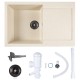Chiuveta compozit dreptunghiulara bej cu picurator 770x495mm Chiuveta compozit dreptunghiulara bej cu picurator 770x495mm