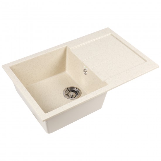 Chiuveta compozit dreptunghiulara bej cu picurator 770x495mm Chiuveta compozit dreptunghiulara bej cu picurator 770x495mm