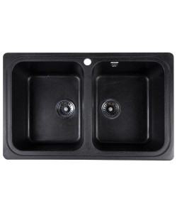  Chiuveta compozit dreptunghiulara neagra 2 cuve 775x495mm