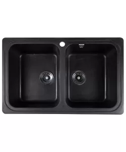  Chiuveta compozit dreptunghiulara neagra 2 cuve 775x495mm
