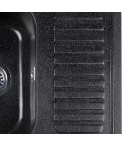  Chiuveta compozit dreptunghiulara neagra cu picurator 640x490mm