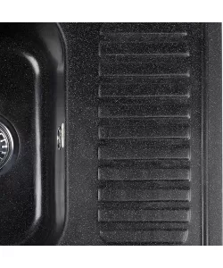  Chiuveta compozit dreptunghiulara neagra cu picurator 640x490mm