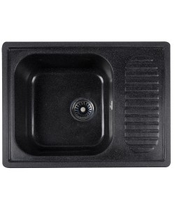  Chiuveta compozit dreptunghiulara neagra cu picurator 640x490mm