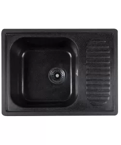  Chiuveta compozit dreptunghiulara neagra cu picurator 640x490mm