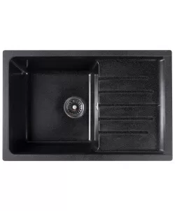  Chiuveta compozit dreptunghiulara neagra cu picurator 750x495mm