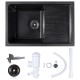 Chiuveta compozit dreptunghiulara neagra cu picurator 750x495mm Chiuveta compozit dreptunghiulara neagra cu picurator 750x495mm