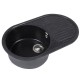 Chiuveta compozit oval negru picurator 720x455mm