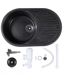 Chiuveta compozit oval negru picurator 720x455mm  Chiuveta compozit oval negru picurator 720x455mm