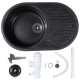 Chiuveta compozit oval negru picurator 720x455mm