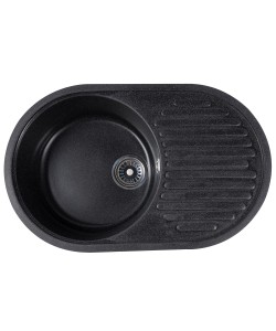  Chiuveta compozit oval negru picurator 720x455mm