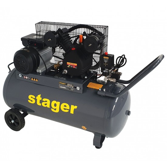 Stager HMV0.25/100 compresor aer, 100L, 8bar, 324L/min, monofazat, angrenare curea