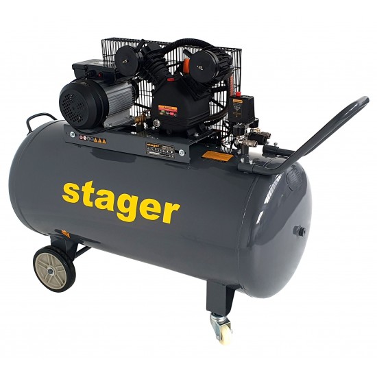 Stager HMV0.25/250 compresor aer, 250L, 8bar, 324L/min, monofazat, angrenare curea