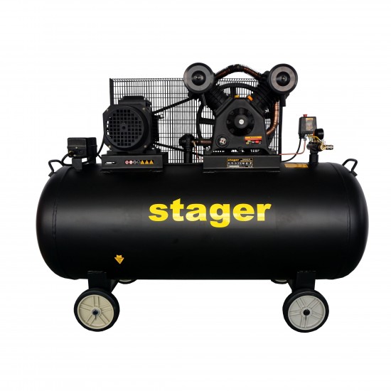 Stager HMV0.6/370-10 compresor aer, 370L, 10bar, 600L/min, trifazat, angrenare curea