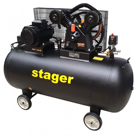 Stager HMV0.6/370-10 compresor aer, 370L, 10bar, 600L/min, trifazat, angrenare curea Stager HMV0.6/370-10 compresor aer, 370L, 10bar, 600L/min, trifazat, angrenare curea
