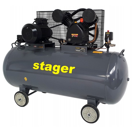 tager HMV0.6/370 compresor aer, 370L, 8bar, 600L/min, trifazat, angrenare curea