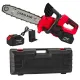 Drujba /mini fierastrau cu acumulator DDT-CRISTAL, 21V, 4A, Indicator procentaj baterie, sistem de ungere automat, Lama+Lant 12"Geanta transport, Rosu-Negru