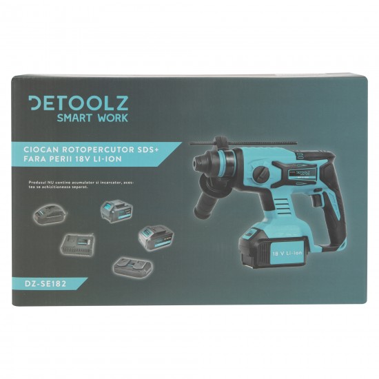 Ciocan rotopercutor DETOOLZ,  SDS+ 18V fara perii