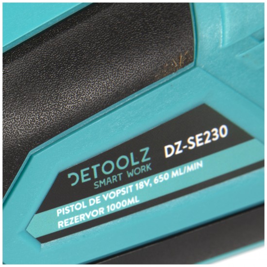 Pistol vopsit DETOOLZ, 18V 600ml/min rezervor 1000ml Pistol vopsit DETOOLZ, 18V 600ml/min rezervor 1000ml