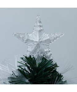 Brad artificial cu fibra optica multicolora, decor stea, 120 cm, suport metalic Brad artificial cu fibra optica multicolora, decor stea, 120 cm, suport metalic