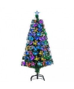 Brad artificial cu fibra optica multicolora, decor stea, 120 cm, suport metalic Brad artificial cu fibra optica multicolora, decor stea, 120 cm, suport metalic