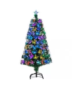 Brad artificial cu fibra optica multicolora, decor stea, 120 cm, suport metalic Brad artificial cu fibra optica multicolora, decor stea, 120 cm, suport metalic