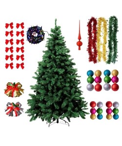 Brad artificial de Craciun Tiessa 180cm, accesorii incluse, globuri, instalatie luminoasa, beteala, varf, fundite Brad artificial de Craciun Tiessa 180cm, accesorii incluse, globuri, instalatie luminoasa, beteala, varf, fundite