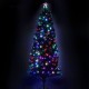Brad artificial fibra optica si LED-uri multicolore, 180 cm, varfuri albe, decor stea