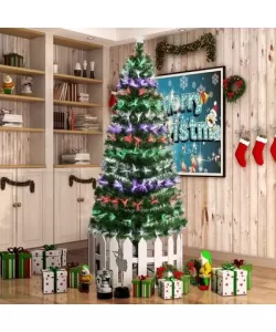 Brad de craciun artificial 150 cm, cu fibra optica multicolora + suport metalic cadou Brad de craciun artificial 150 cm, cu fibra optica multicolora + suport metalic cadou