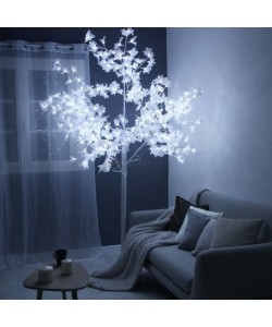 Copac Decorativ pentru Craciun, Alb, Iluminat 128 Led, 160 Cm, Lumina Rece