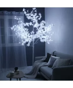 Copac Decorativ pentru Craciun, Alb, Iluminat 128 Led, 160 Cm, Lumina Rece Copac Decorativ pentru Craciun, Alb, Iluminat 128 Led, 160 Cm, Lumina Rece