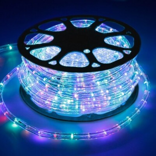 Furtun luminos LED, ECD Germany, instalatie, rola 50 m, multicolor, 36 LED-uri/m, protectie umiditate IP44, inclusiv transformator