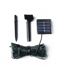 Instalatie 100 LED, pentru exterior, cu incarcare solara, multicolora + Instalatie Craciun Turturi, 5 m, 120 Led-uri, 8 jocuri de lumini, Franjuri, Exterior/Interior, Fir Alb, Interconectabila, Multicolor