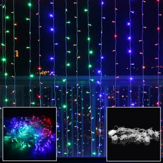 Instalatie de Craciun Interconectabila Fir Transparent Tip Ploaie 3 m x 3 m 500 LED -uri Multicolor
