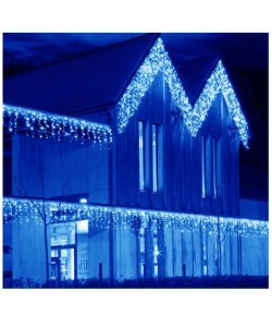 Instalatie de Craciun Interconectabila Fir Transparent Tip Ploaie 8 m x 1 m 300 LED -uri Albastru