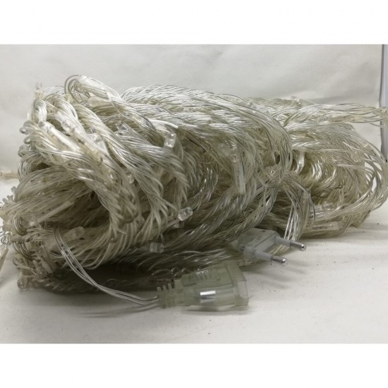 Instalatie de Craciun Interconectabila Fir Transparent Tip Ploaie 8 m x 1 m 300 LED -uri Albastru