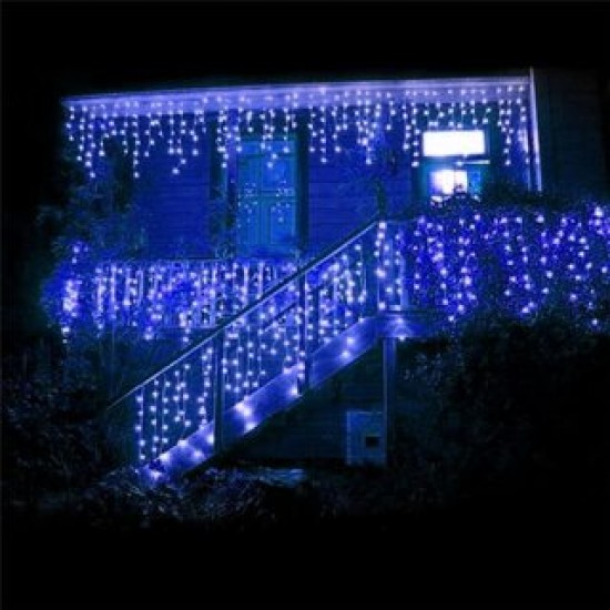 Instalatie de Craciun MAGIC CHRISTMAS, tip perdea ploaie, 8x1 m, 300 leduri, albastru, MC019B